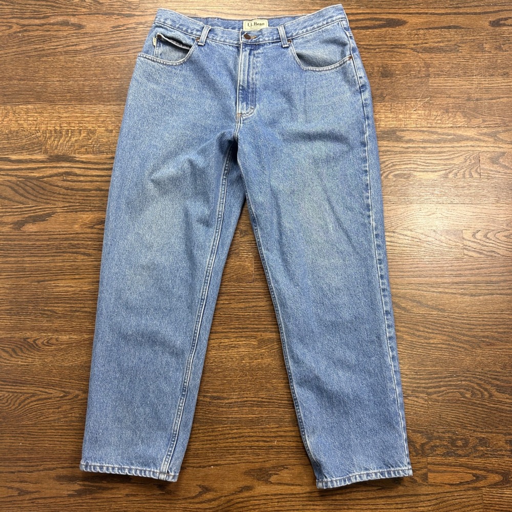 Vintage LL Bean Relaxed Fit Jeans Mens 35x30 Blue Denim Medium Wash 100% Cotton